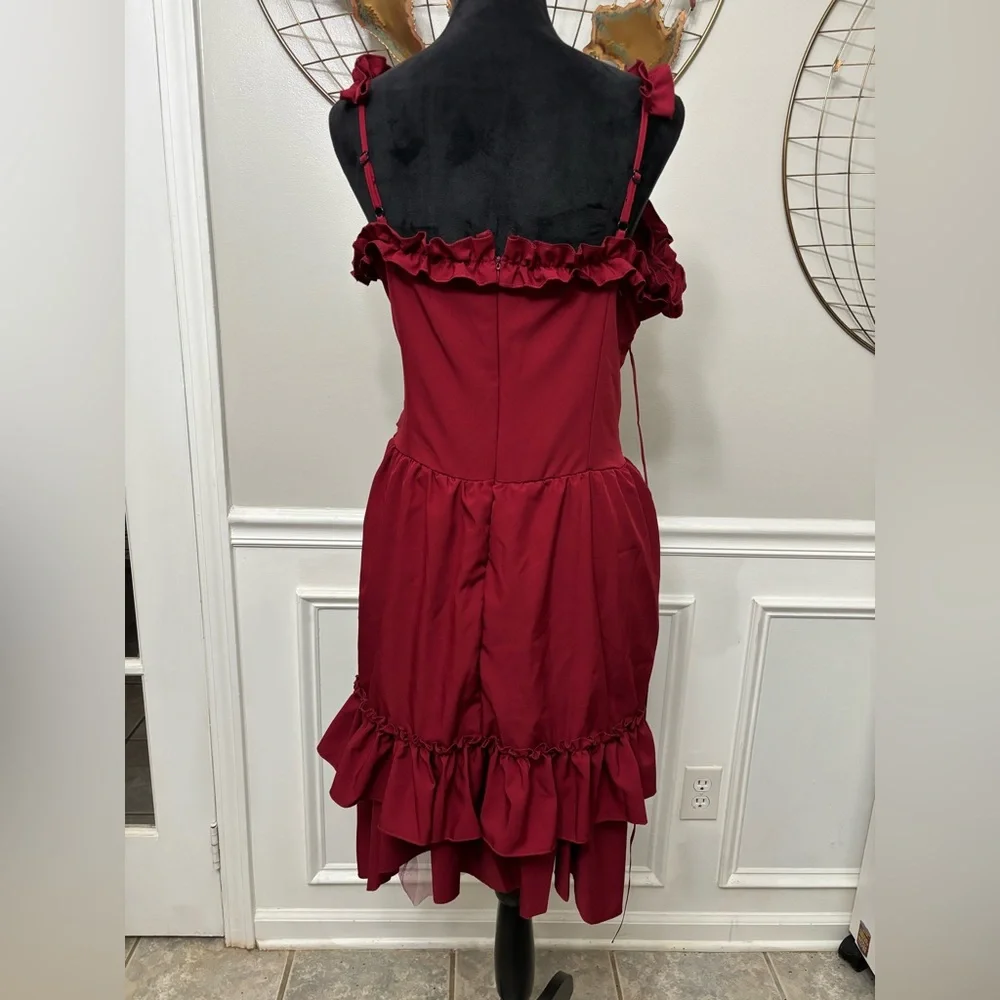 Women's Gothic Square Neck Sleeveless Ruffle Dress *see description* - Picture 6 of 9